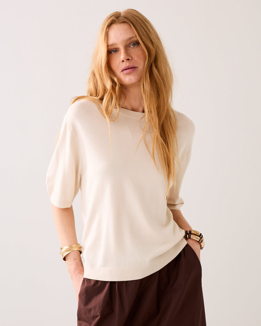 Boxy sweater korte mouw
