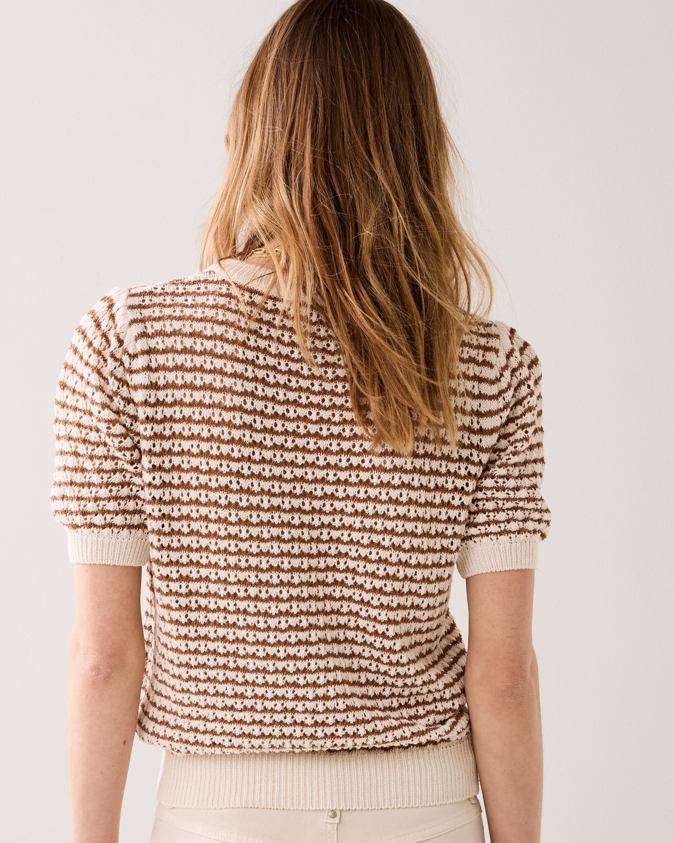 Ajour-knitted short-sleeve jumper