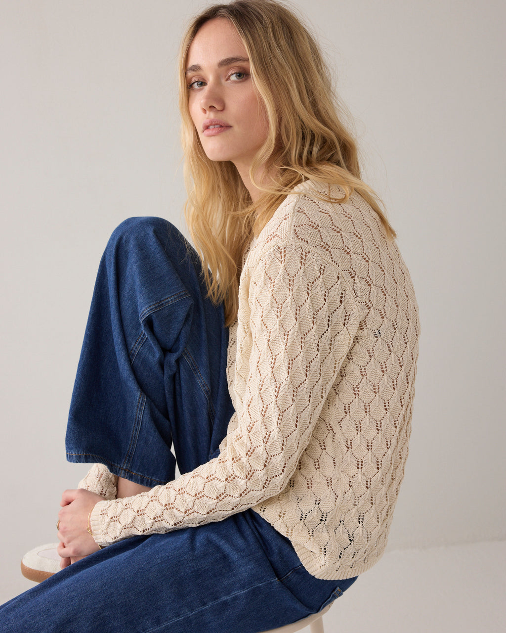 Pull à manches longues en maille torsadée