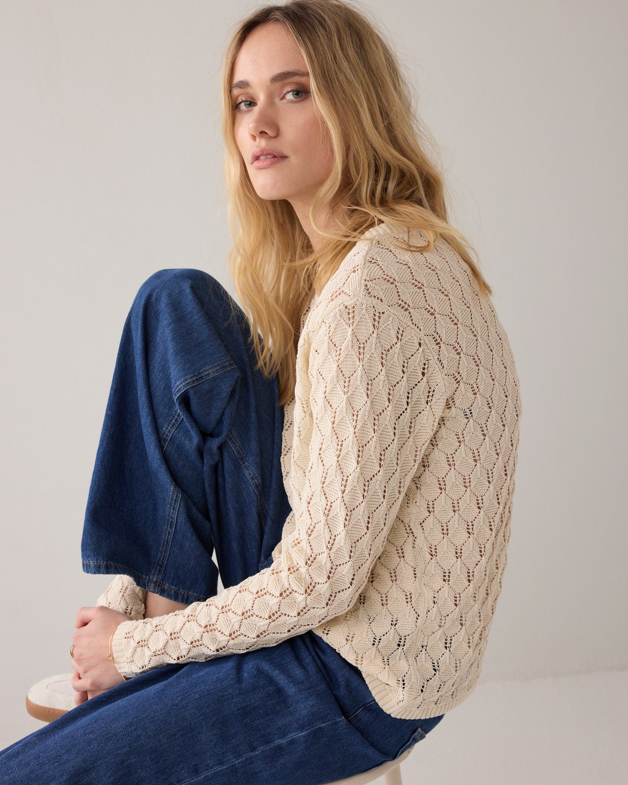 Pull à manches longues en maille torsadée