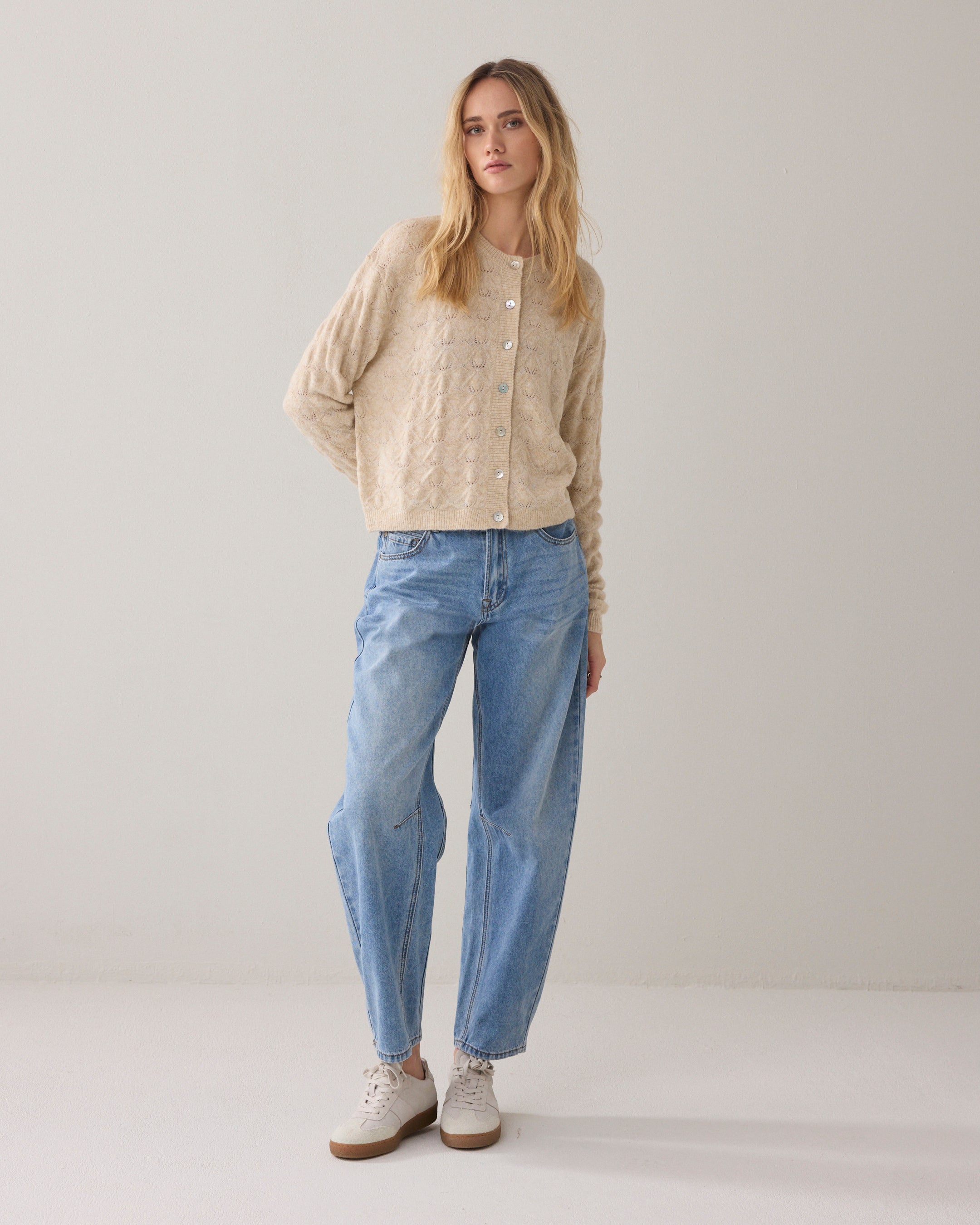 Boxy cardigan in wool blend
