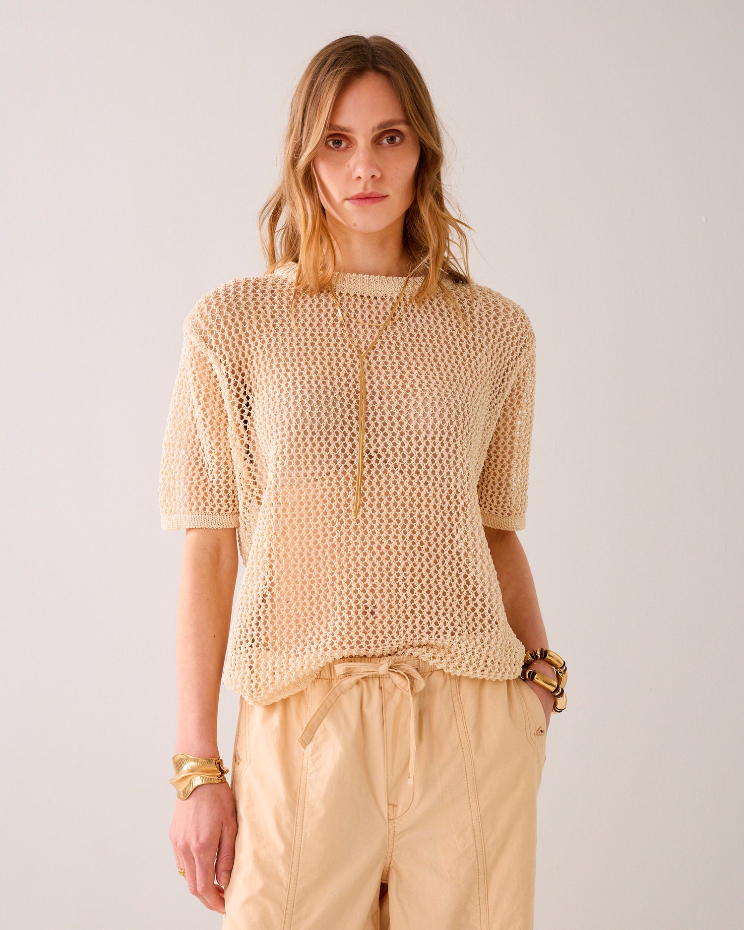 Pull tricoté en nid d