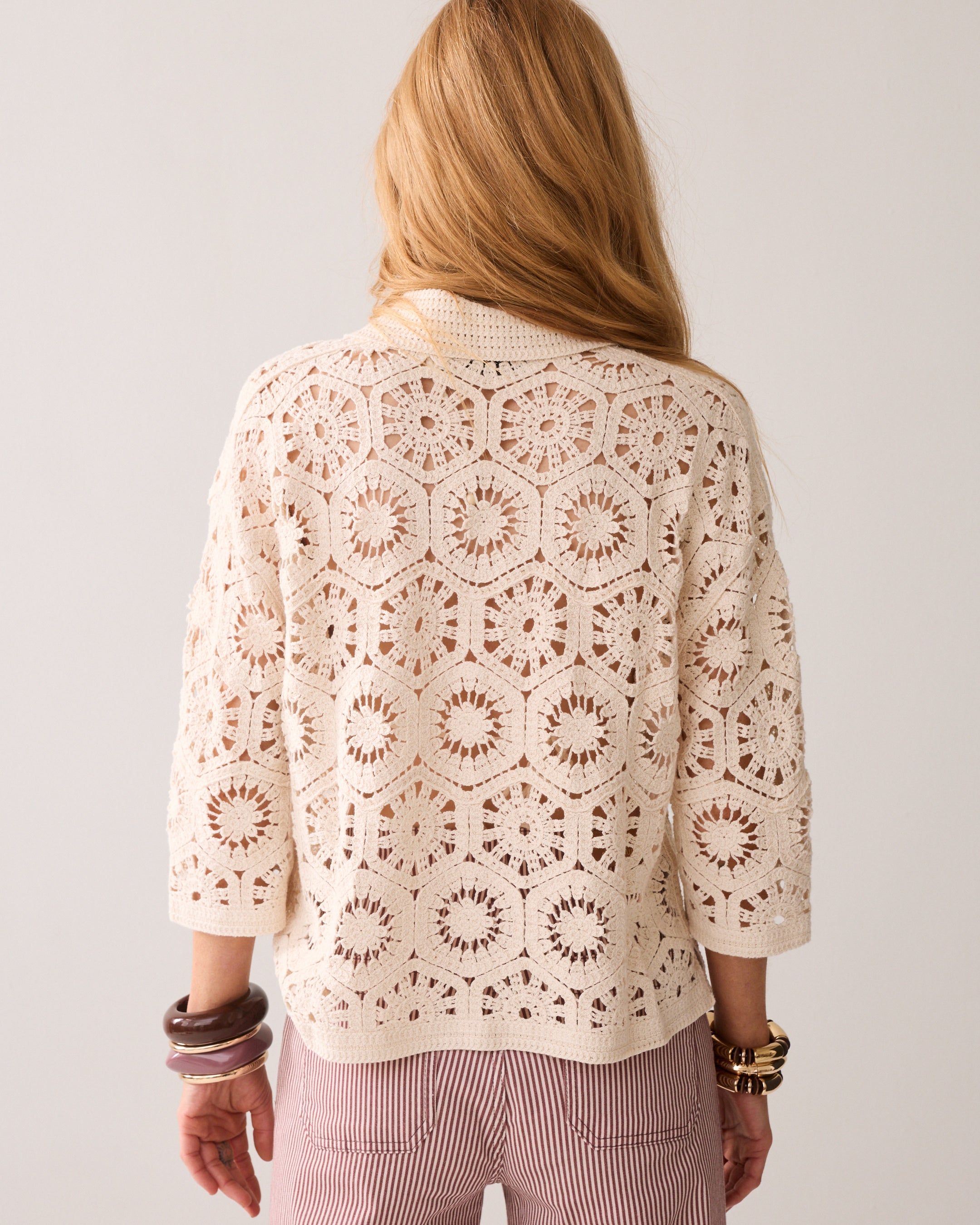 Cardigan crocheté 100% coton