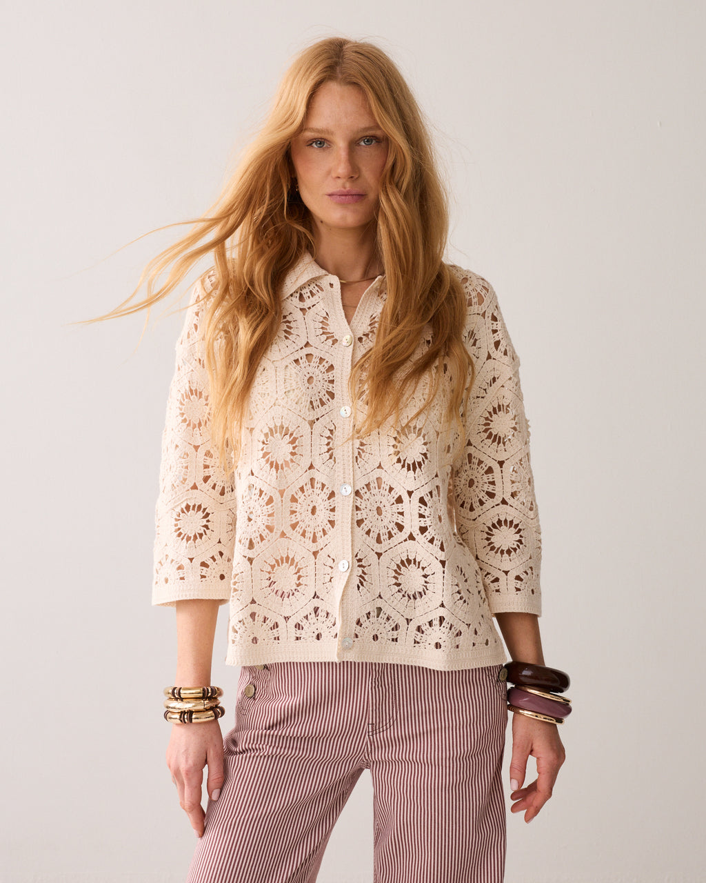 Cardigan crocheté 100% coton