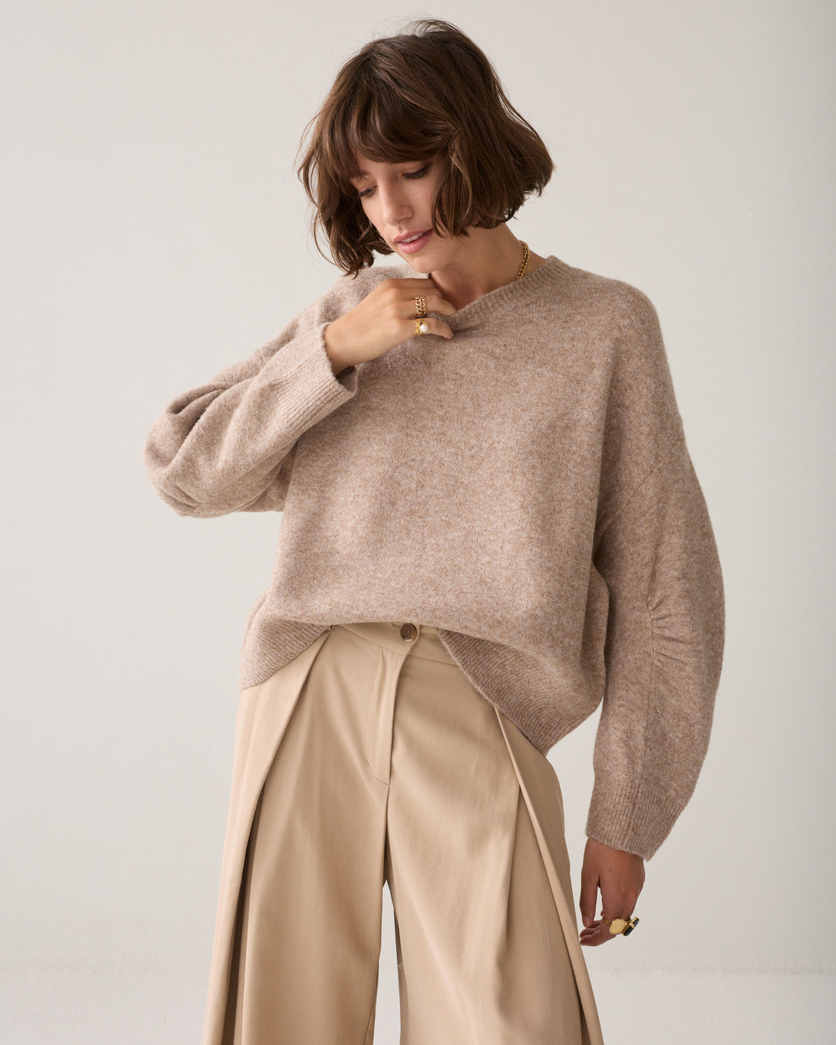 Boxy jumper with shaped sleeves
