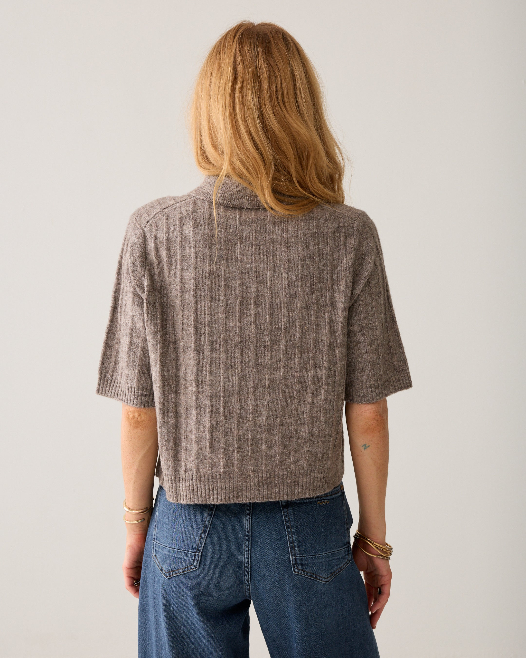 Gilet polo court en maille