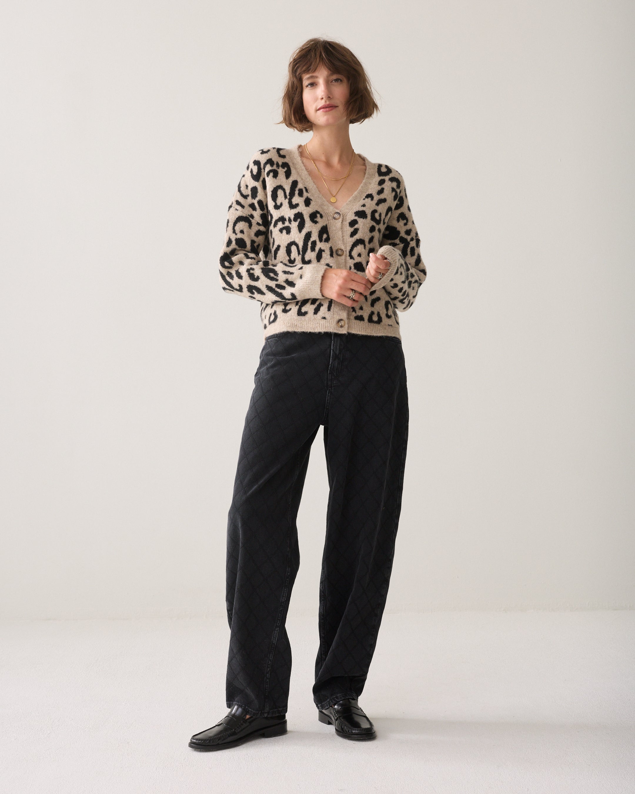 Cardigan jacquard léopard
