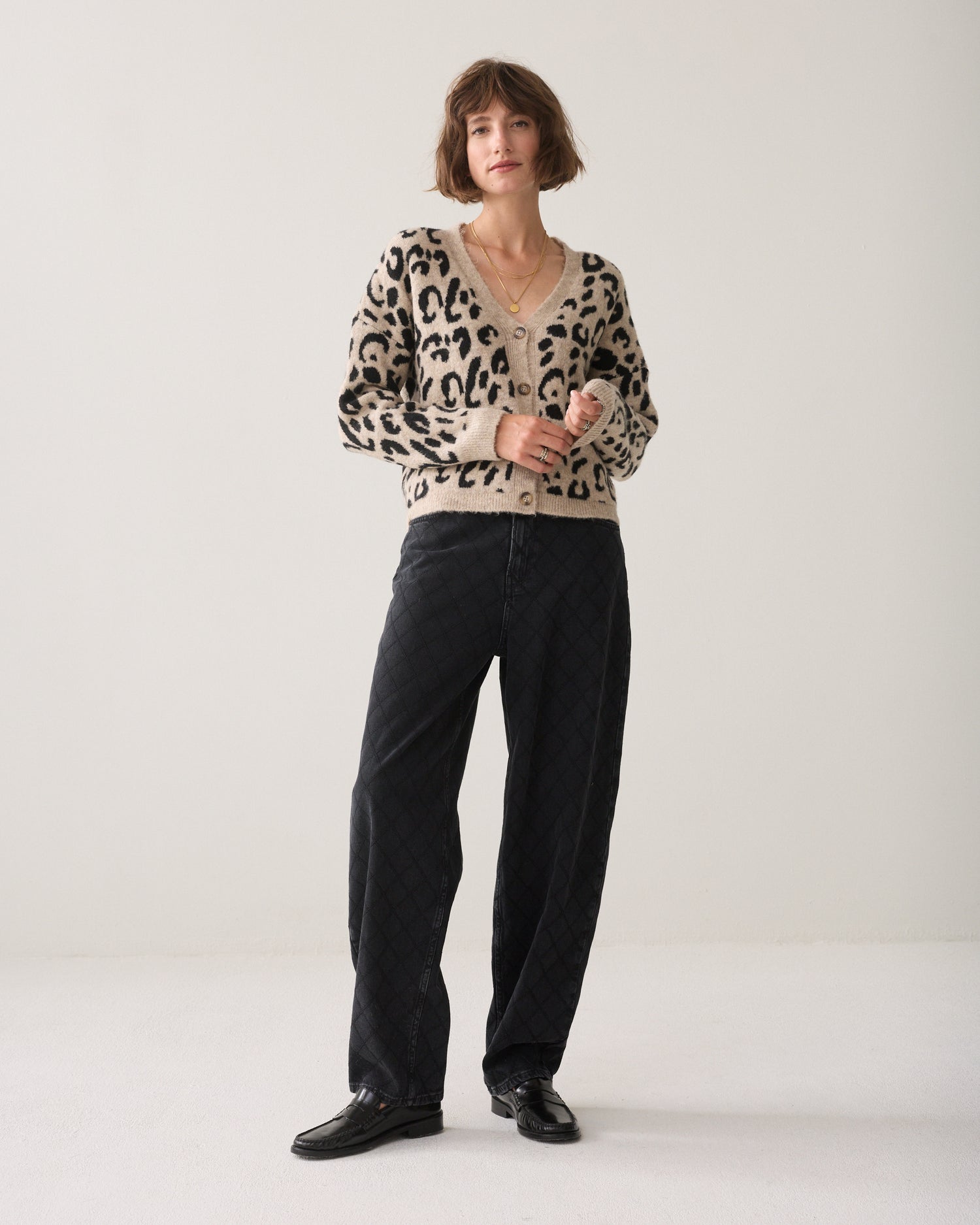Cardigan leopard jacquard