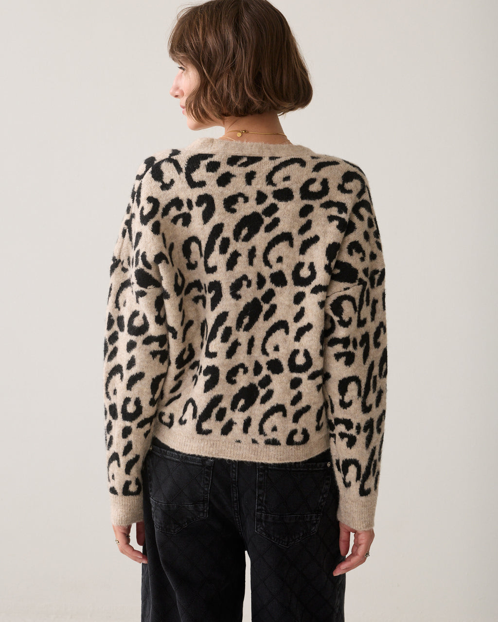 Cardigan jacquard léopard