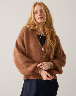 Mohair cardigan met pofmouwen