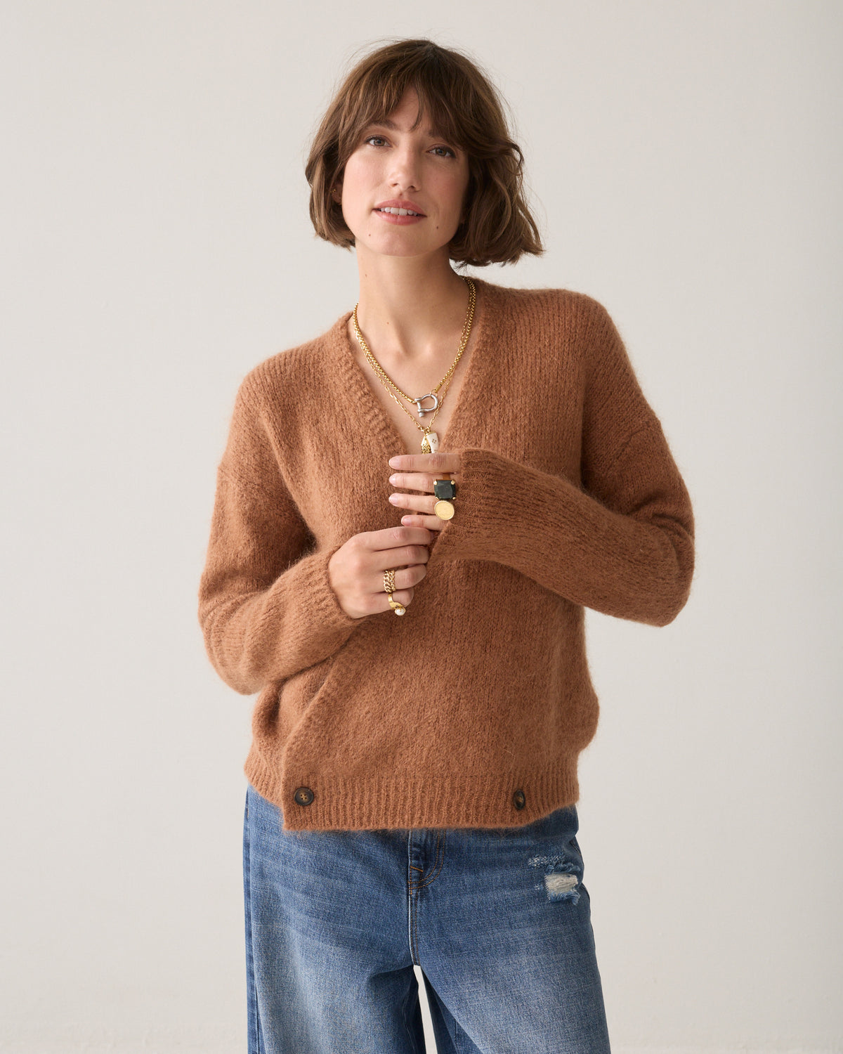 Wrap cardigan in an Italian mohair blend