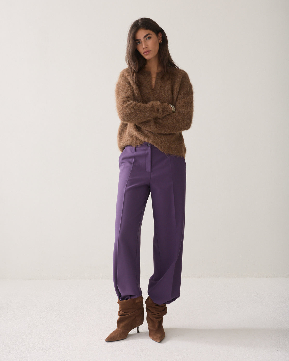 Oversized jumper in brushed alpaca