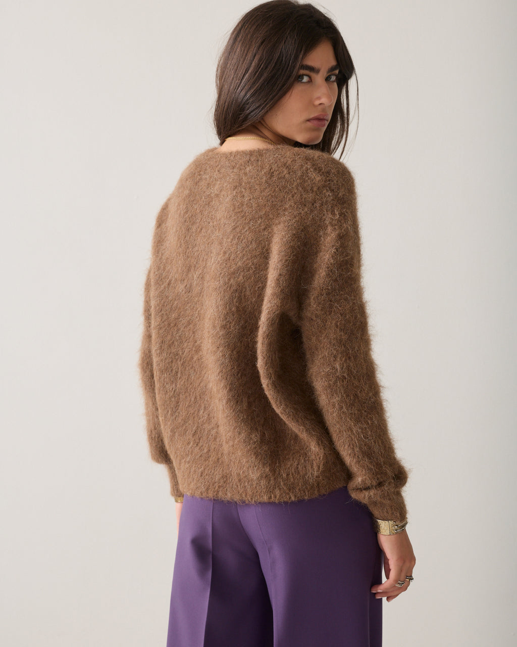 Oversized jumper in brushed alpaca