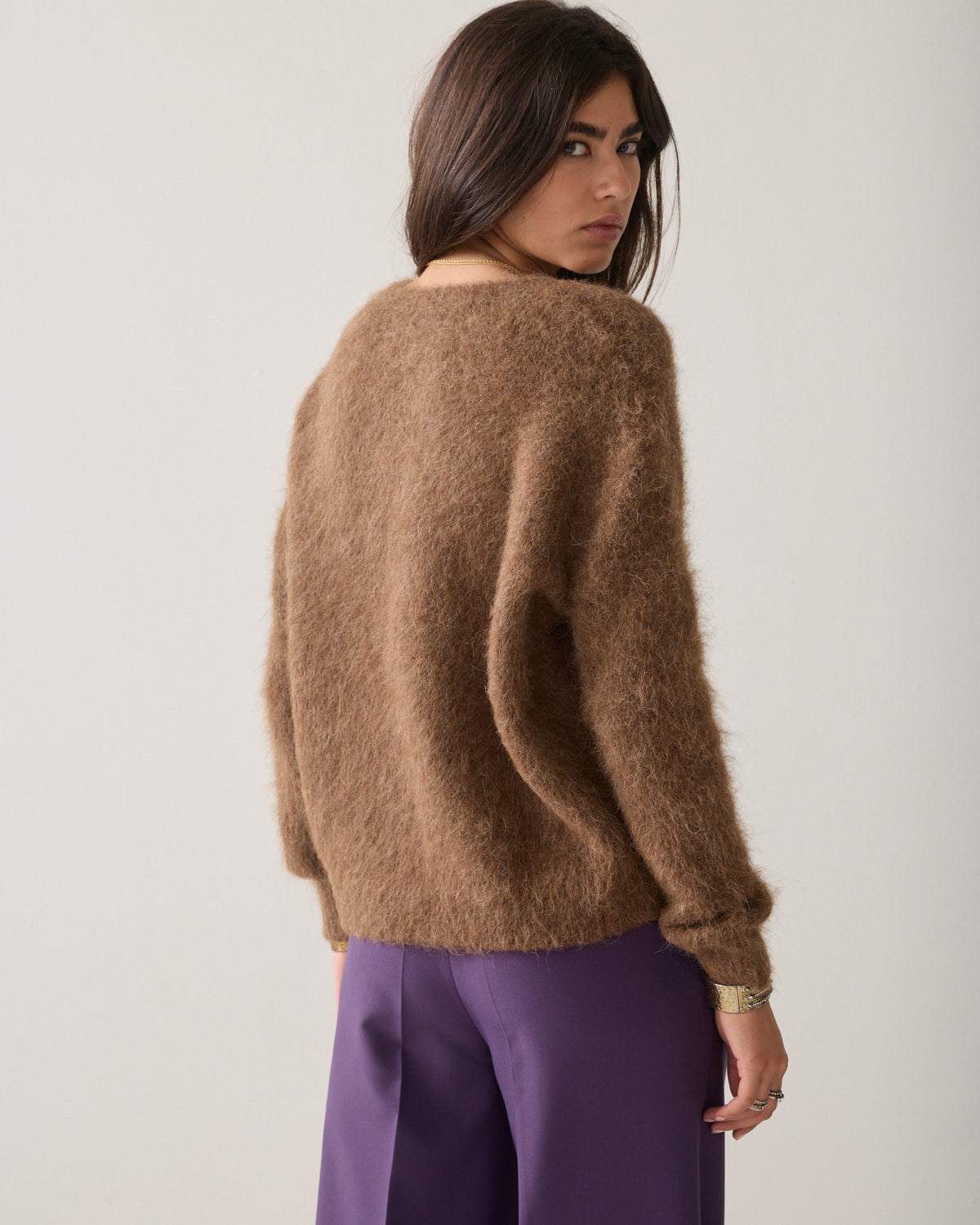 Oversized jumper in brushed alpaca