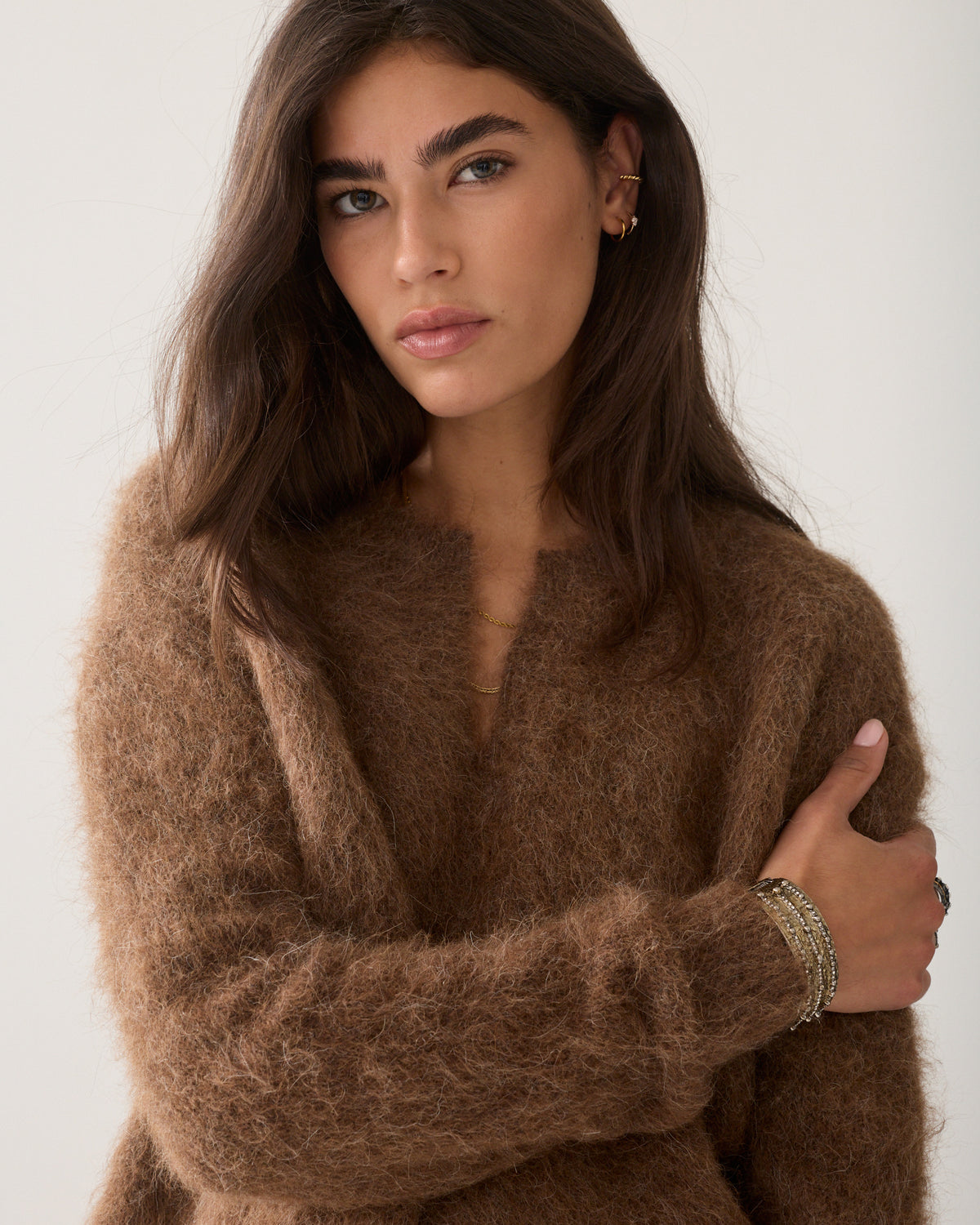 Oversized jumper in brushed alpaca