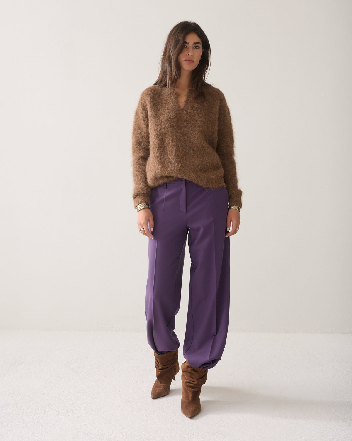 Oversized jumper in brushed alpaca