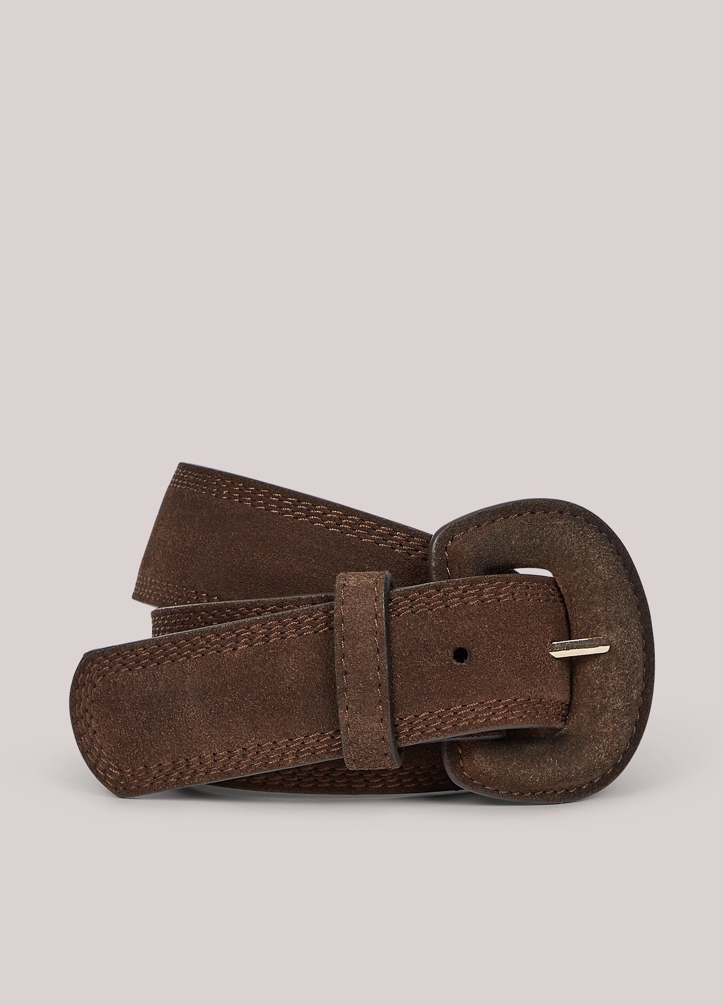 Suede belt with large buckle