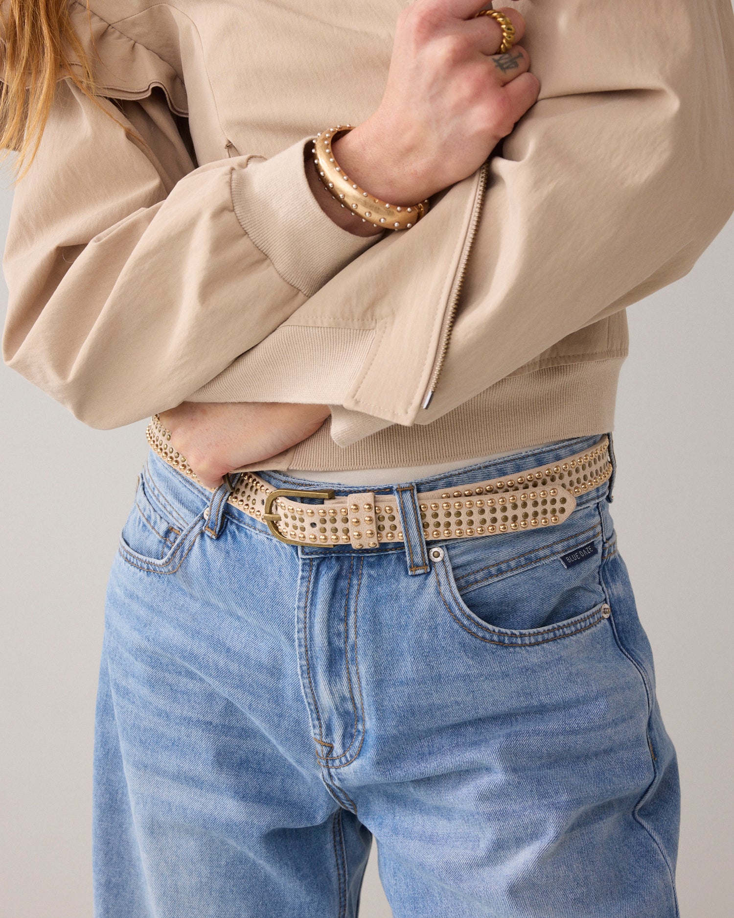 Belt with allover studs