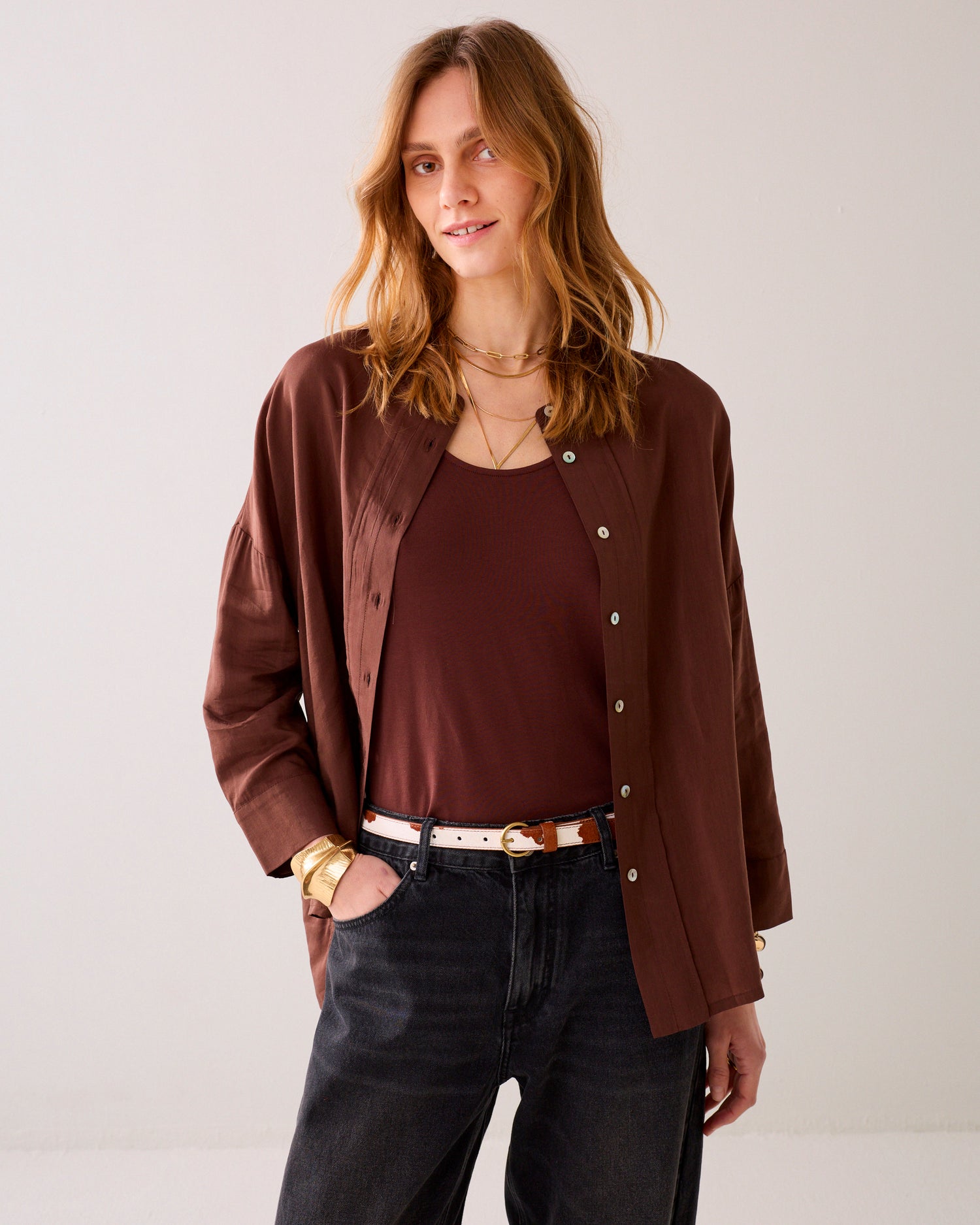 Ceinture étroite en daim imprimé vache