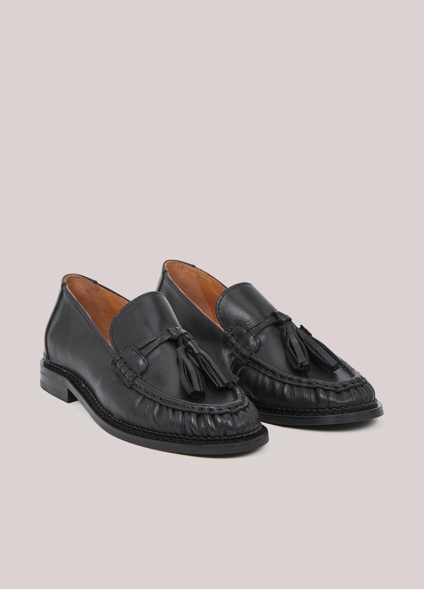 Leren loafer met kwastjes
