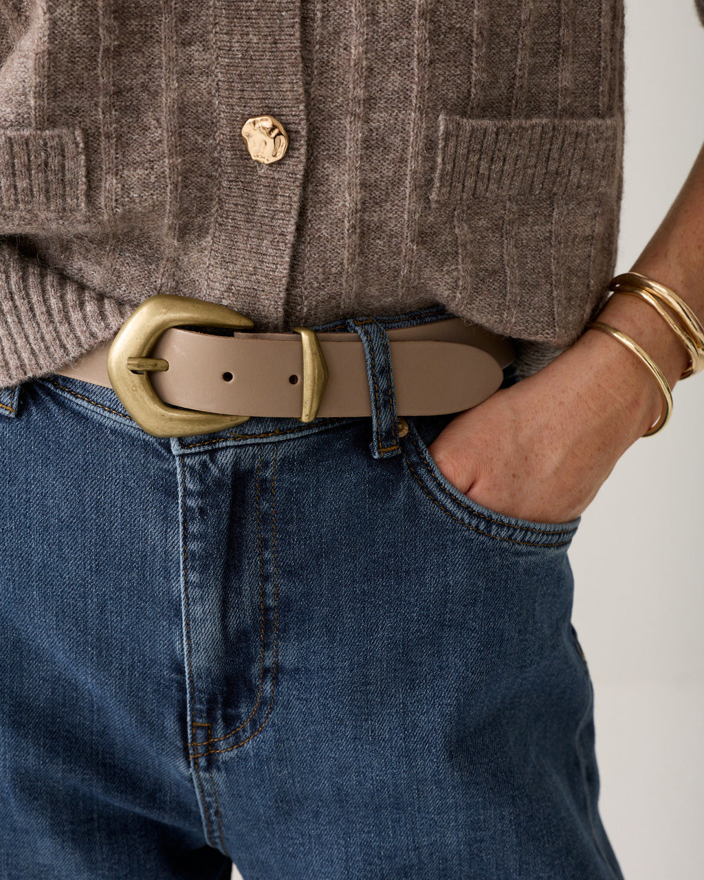 Ceinture western large en cuir