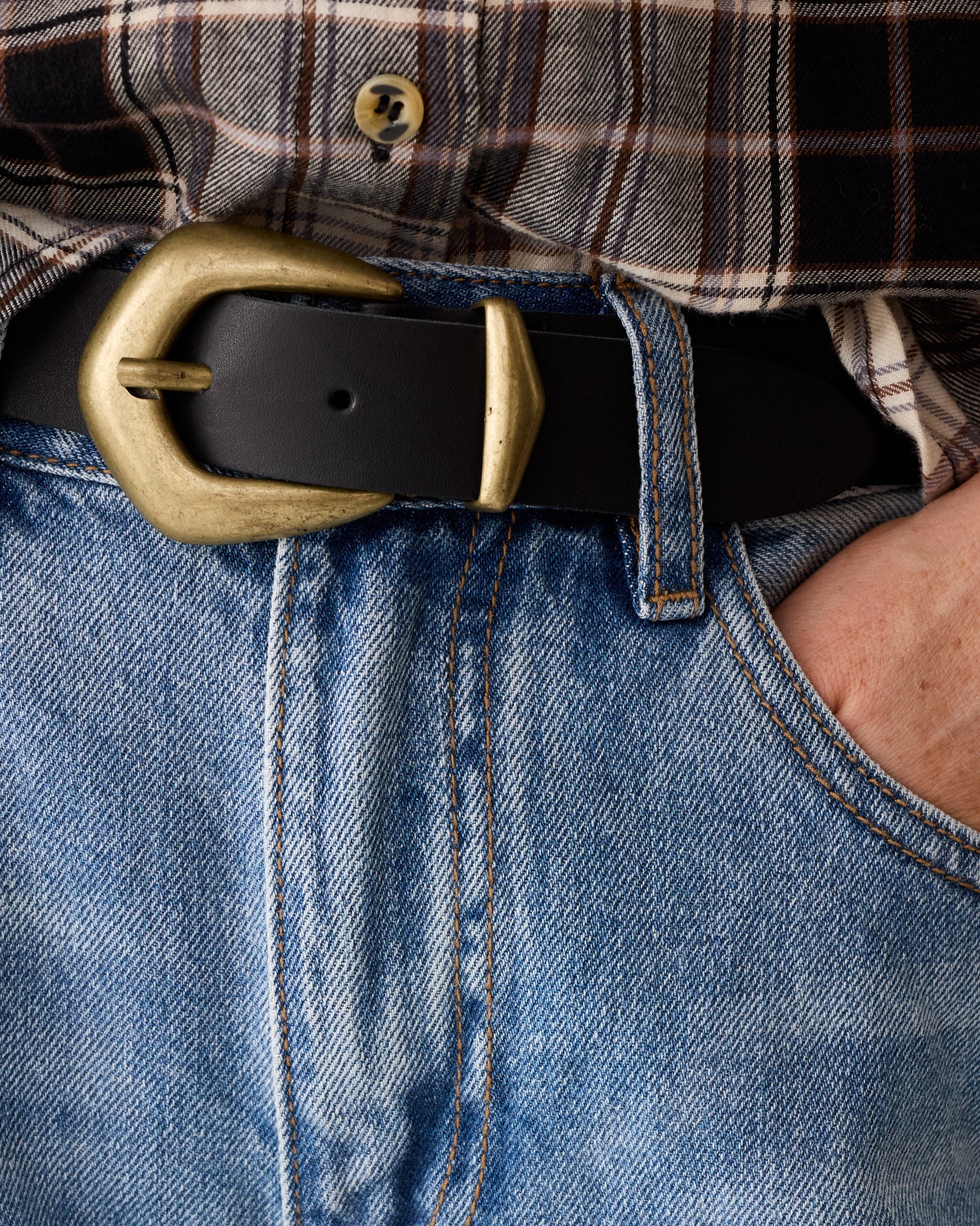 Ceinture western large en cuir