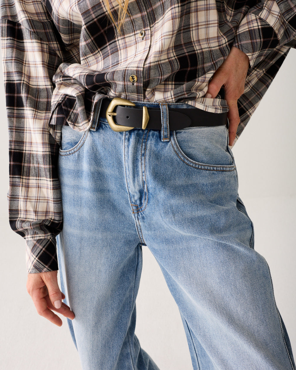 Ceinture western large en cuir
