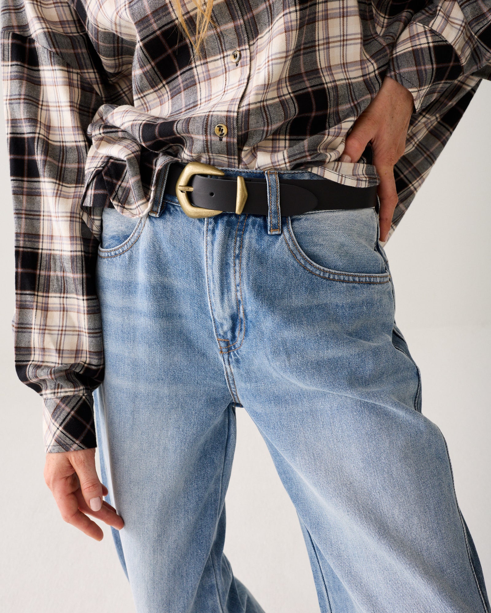 Brede western riem leer