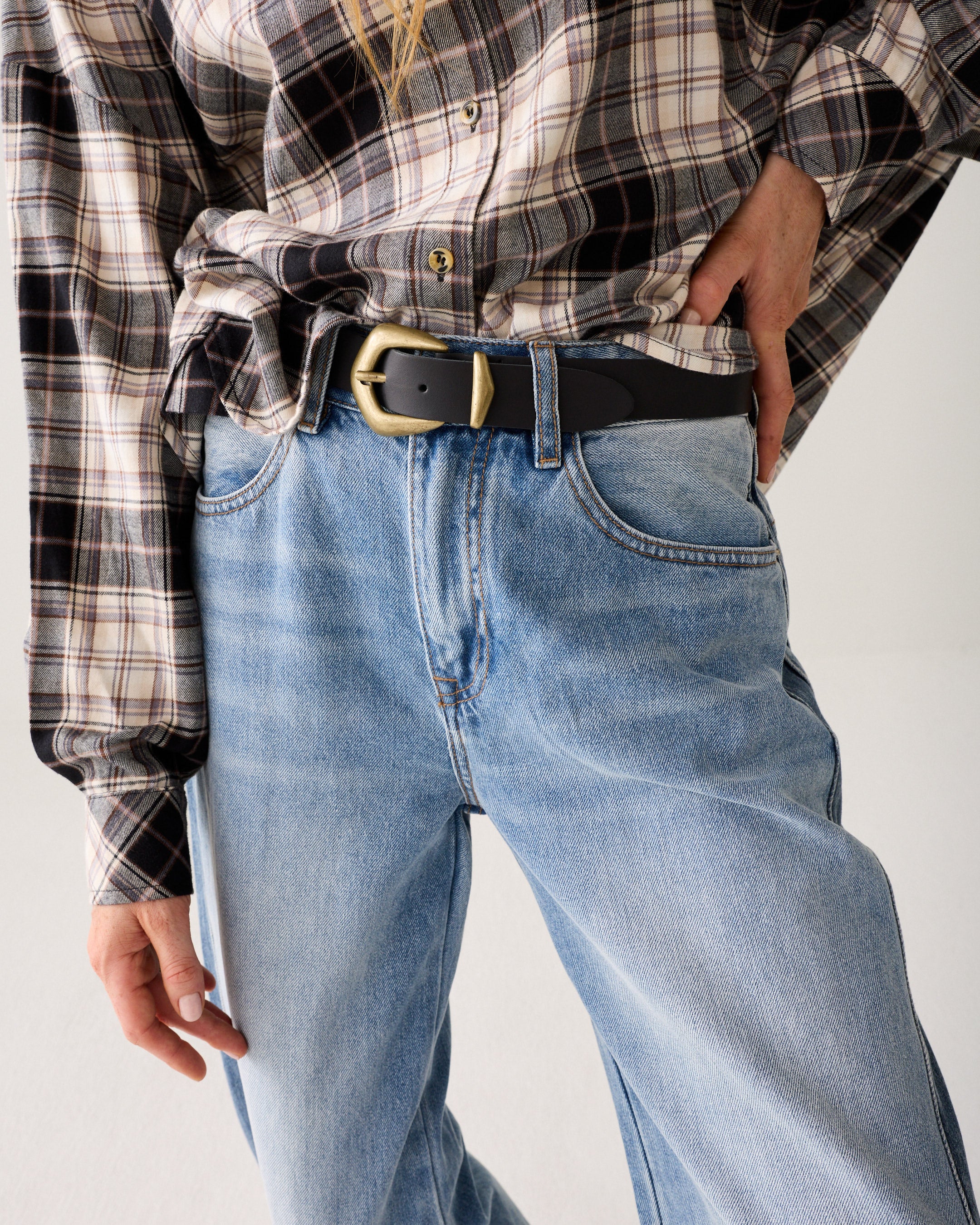 Ceinture western large en cuir
