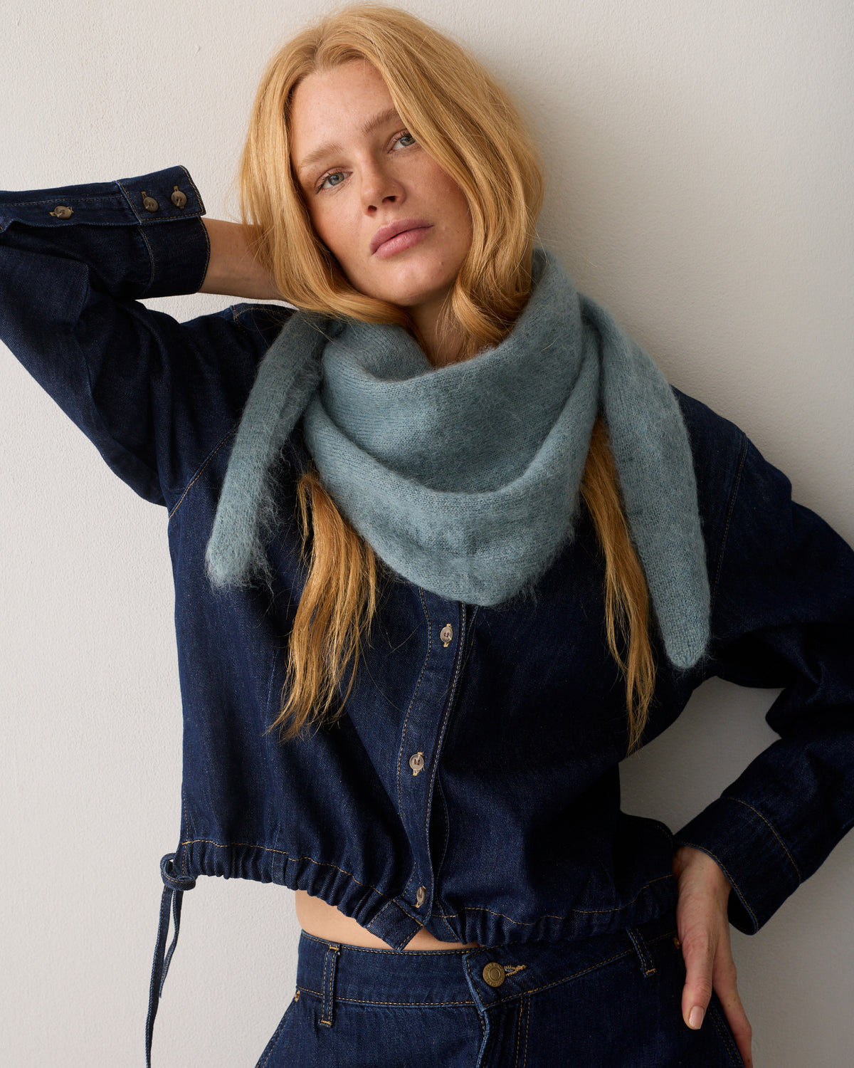 Triangular mohair scarf