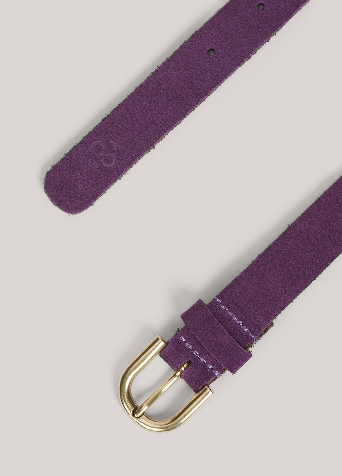 Suede belt with logo