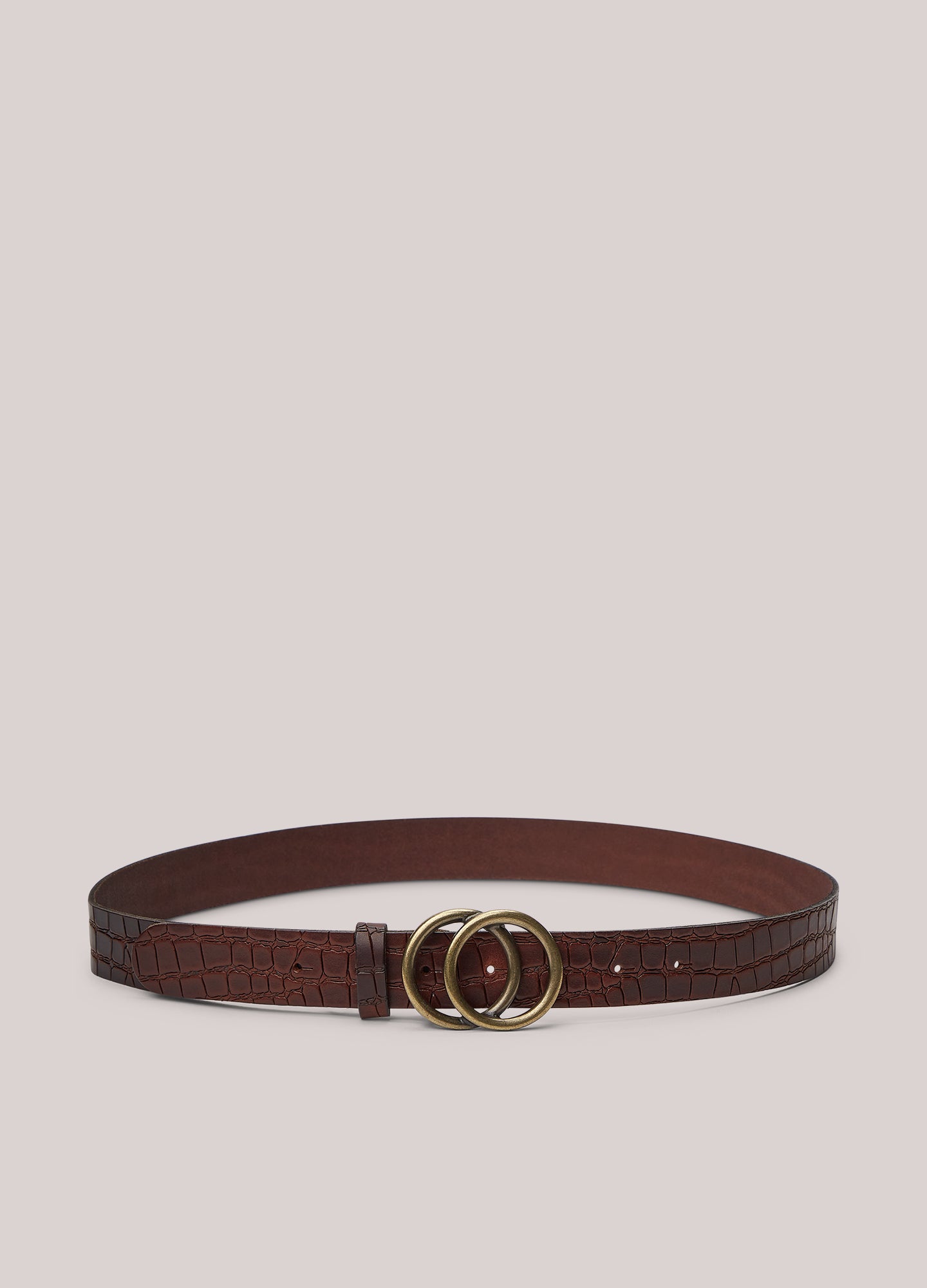 Leather belt with crocodile print