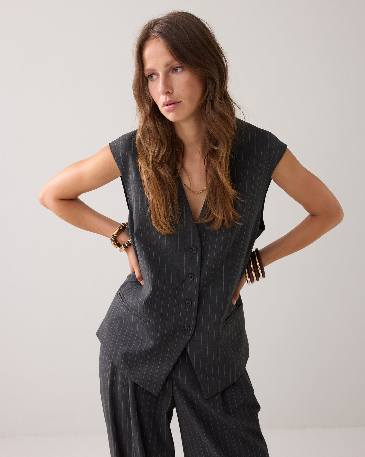Rechte gilet pinstripe
