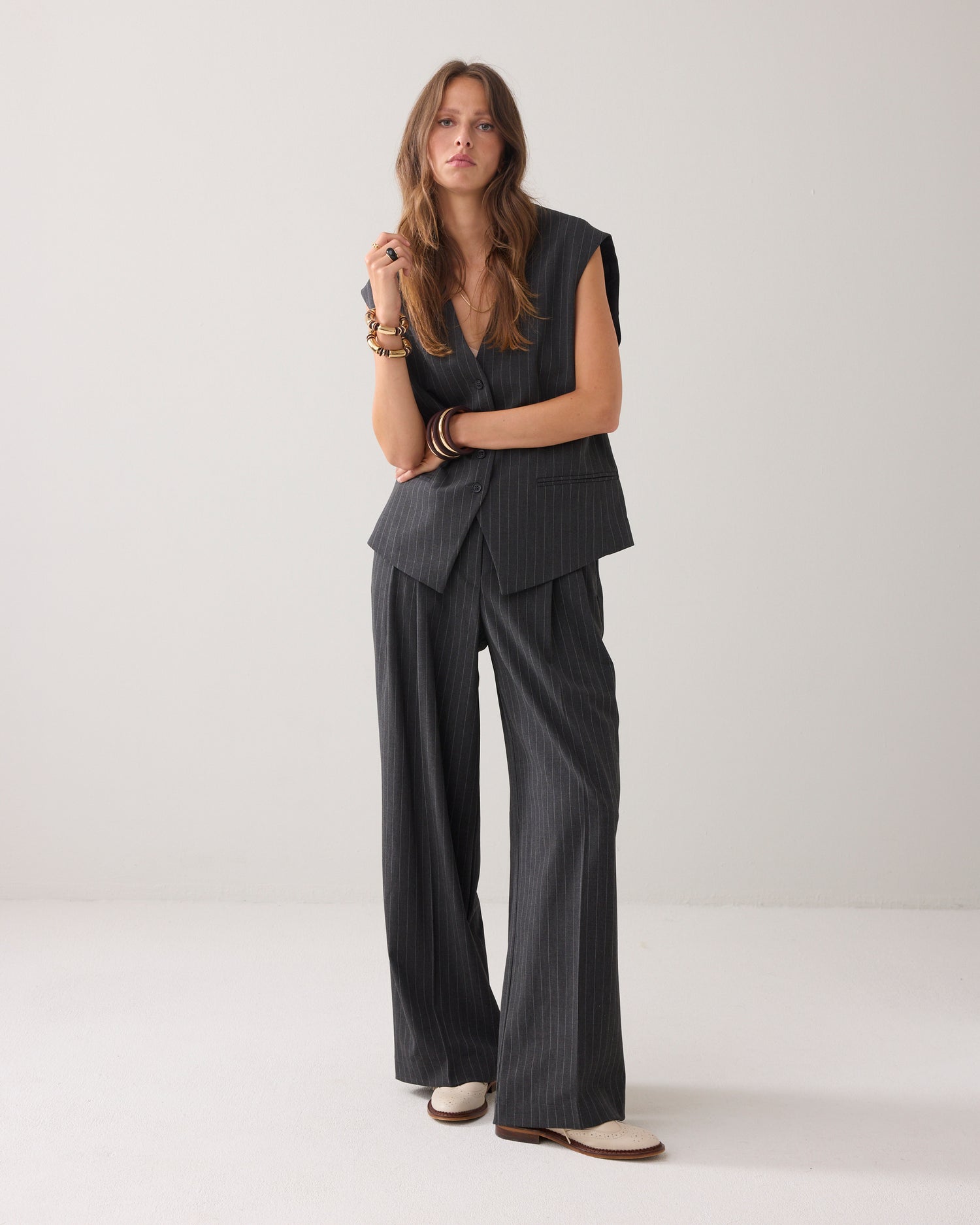 Rechte gilet pinstripe