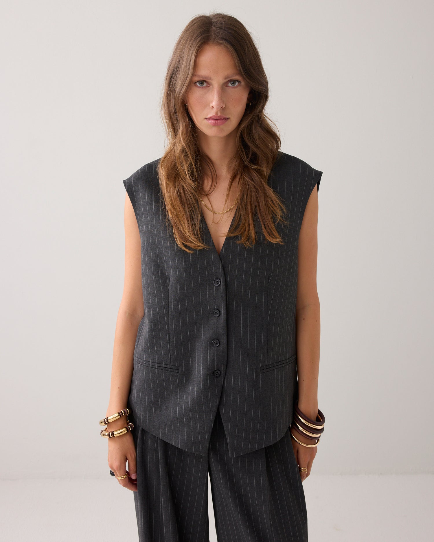 Rechte gilet pinstripe