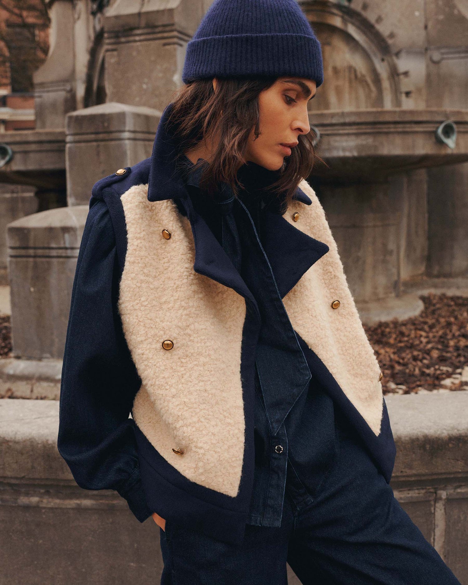 Weste aus Bouclé-Mix mit Wolle