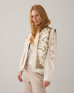Geborduurd katoenen gilet