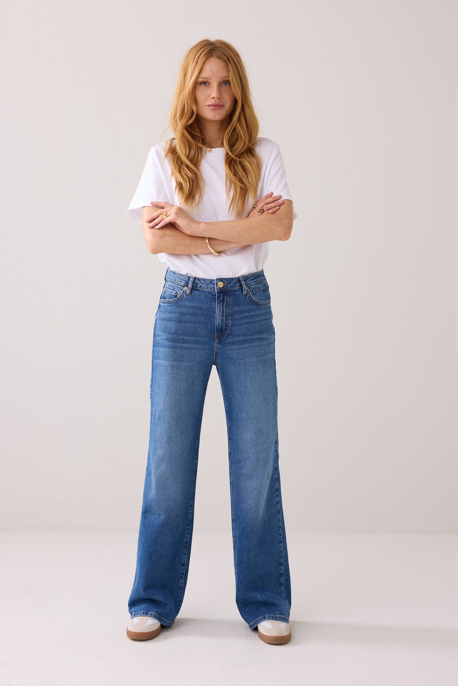 Wide Leg Jeans aus Komfort-Denim