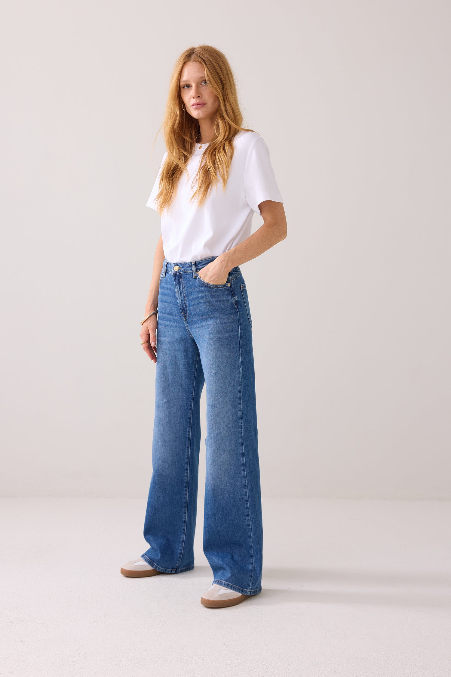 Wide Leg Jeans aus Komfort-Denim