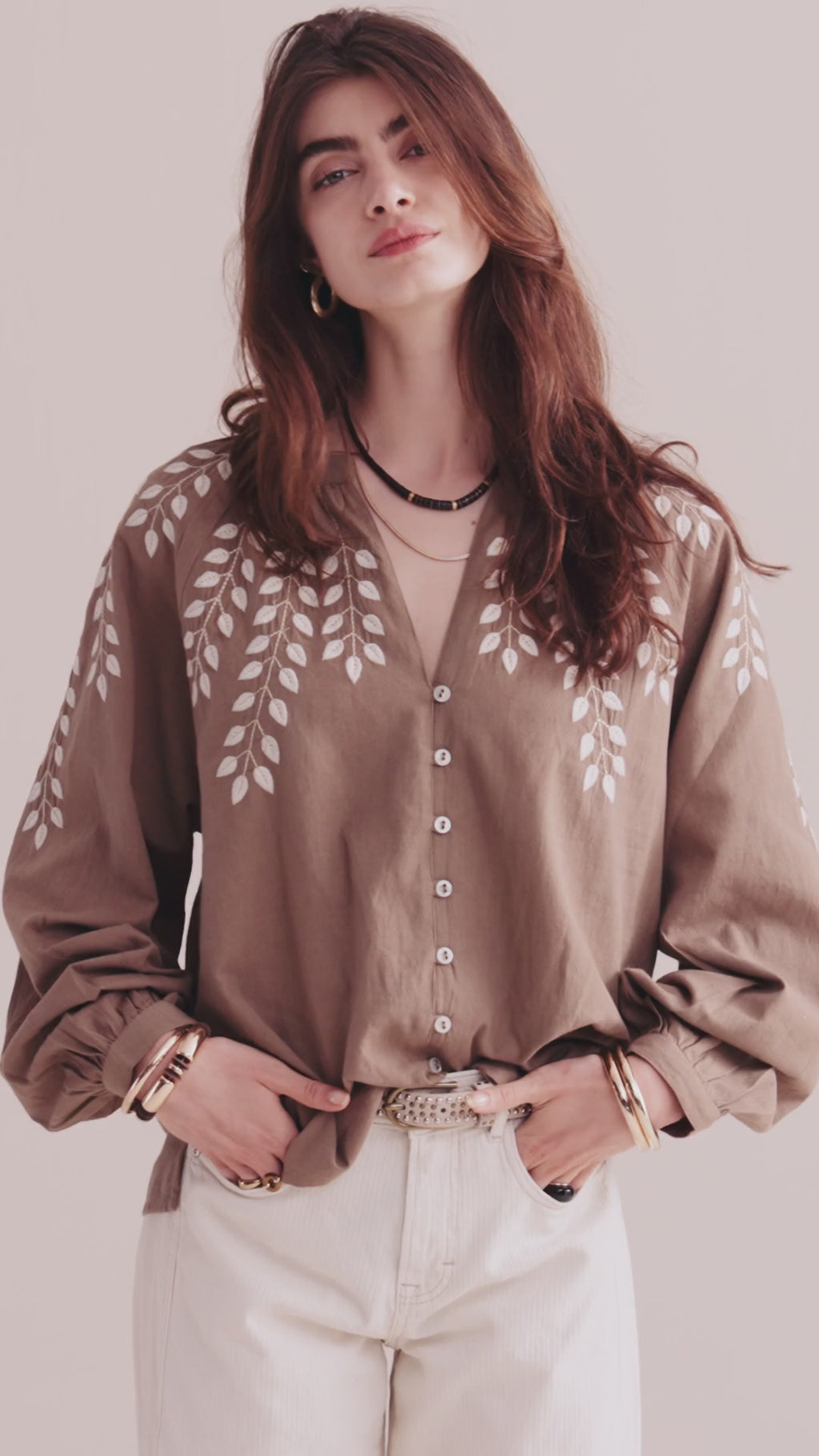 Blouse linnenlook katoen